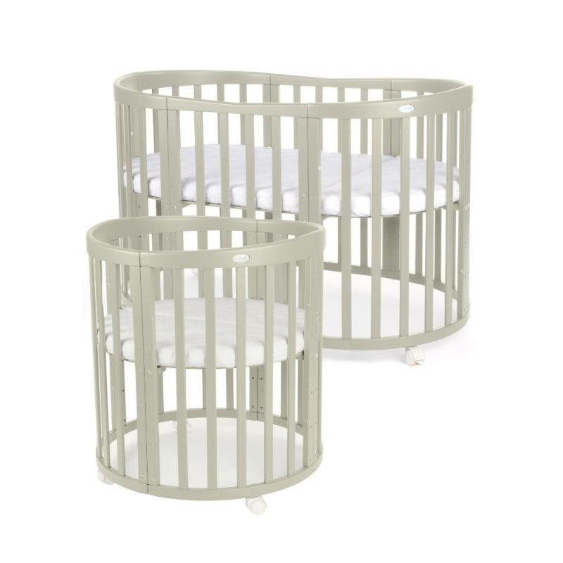 Mitwachsendes Babybett 7-in-1 – Ein Bett für viele Jahre | Ovale Form-Babybett-Waldin-Taupe-District for Kids