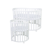 Mitwachsendes Babybett 7-in-1 – Ein Bett für viele Jahre | Ovale Form-Babybett-Waldin-Weiß-District for Kids