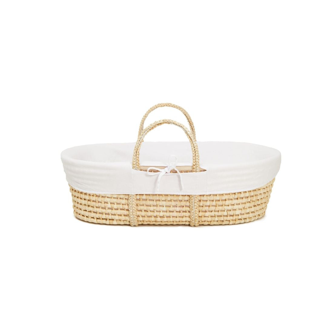 Moseskorbbezug aus Baumwolle - atmungsaktiv & schützend - Weiß - Moseskorb Bezug