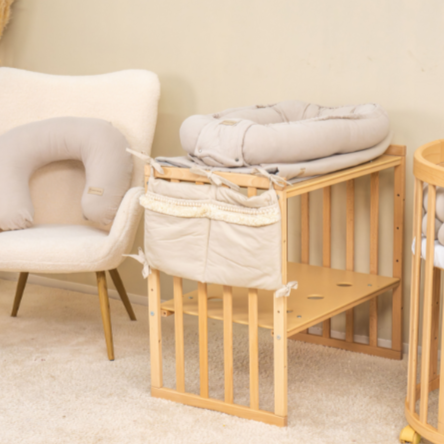 Babybett Organizer Boho - Aufbewahrung fürs Babyzimmer Beige Organizer