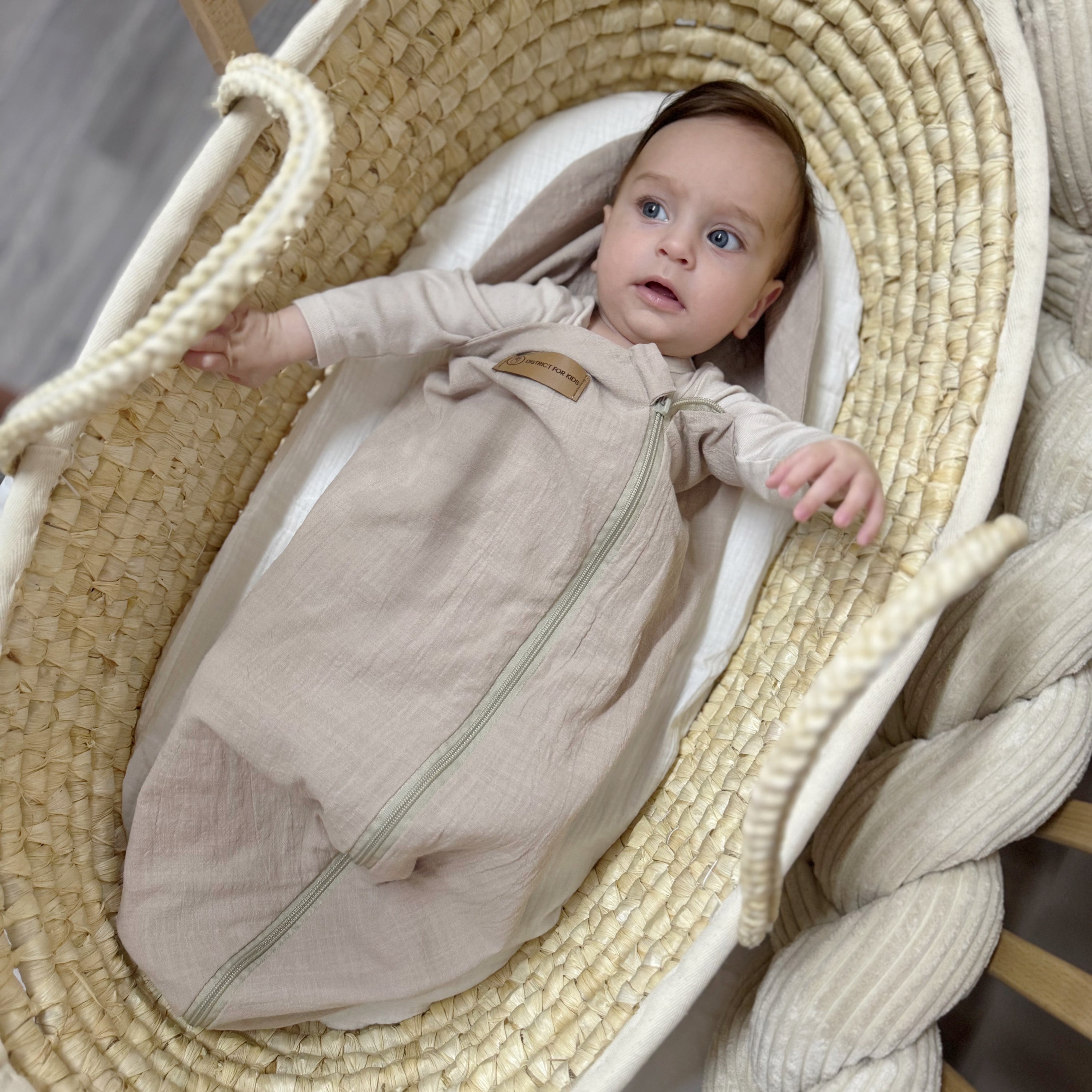 Pucksack Leinen mitwachsend - Atmungsaktiver Babyschlafsack - Pucksack