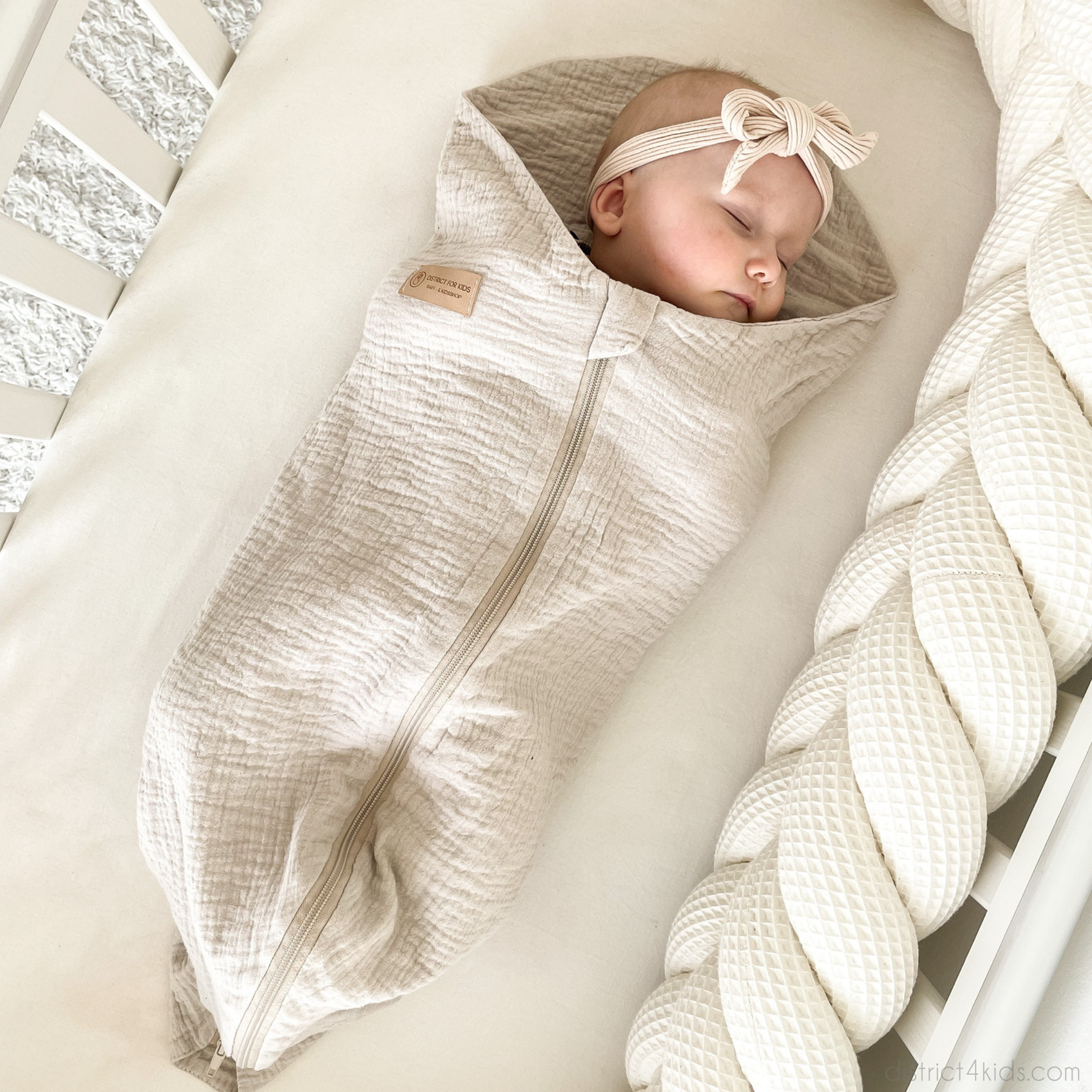 Pucksack Musselin mitwachsend - Ganzjahresschlafsack wärmend & atmungsaktiv - Pucksack