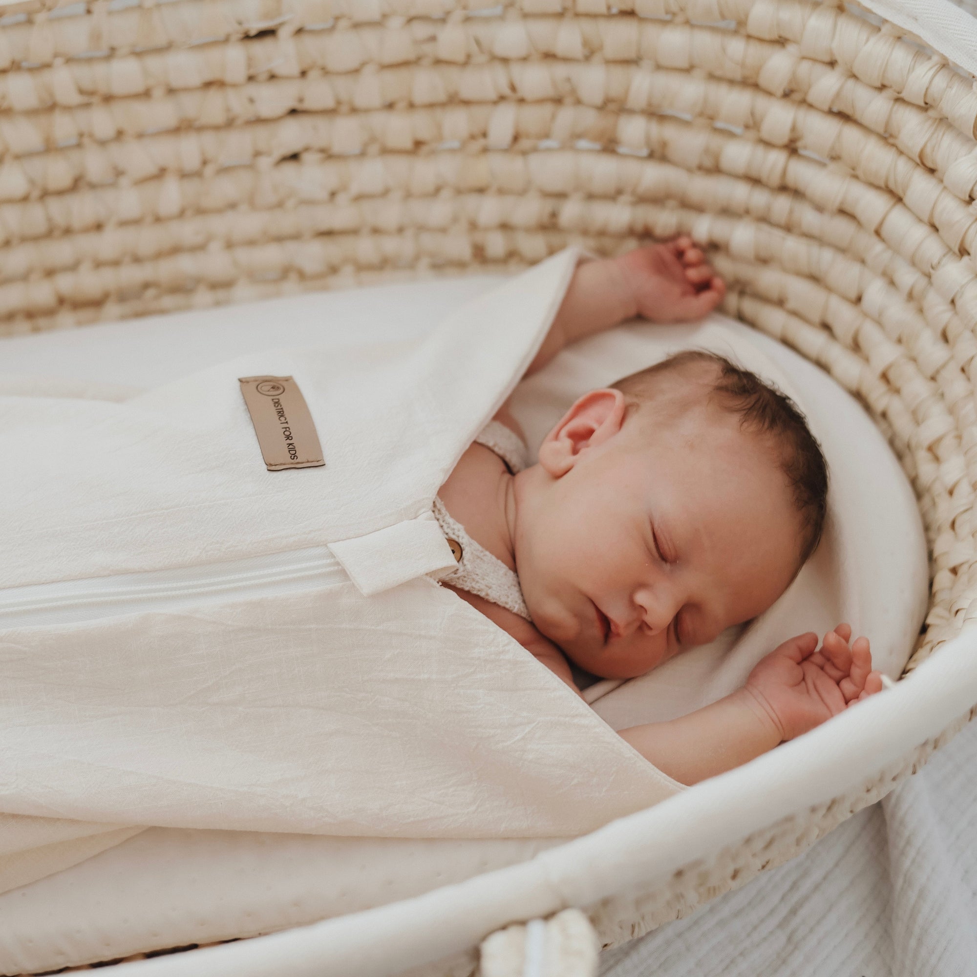 Pucksack Leinen creme mitwachsend - Atmungsaktiver Babyschlafsack - Pucksack
