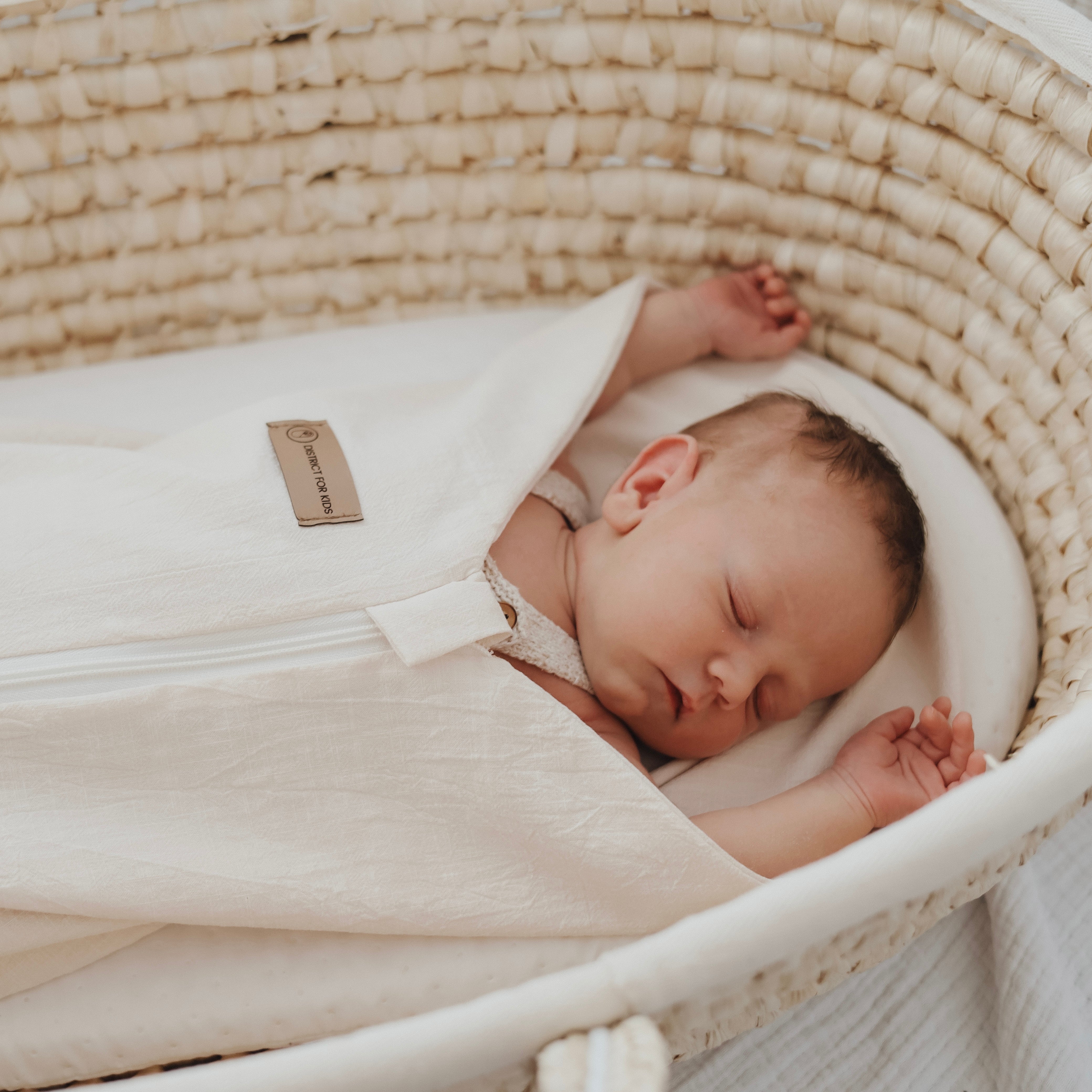 Pucksack Leinen creme mitwachsend - Atmungsaktiver Babyschlafsack - Pucksack