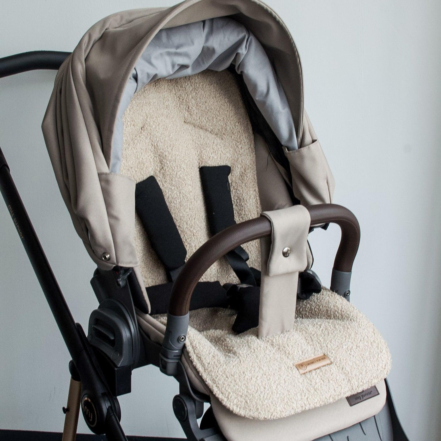 Sitzauflage Universal für den Kinderwagen Teddystoff Boucle - Baumwolle-Einschlagdecke Autoschale-District for Kids-Beige-District for Kids