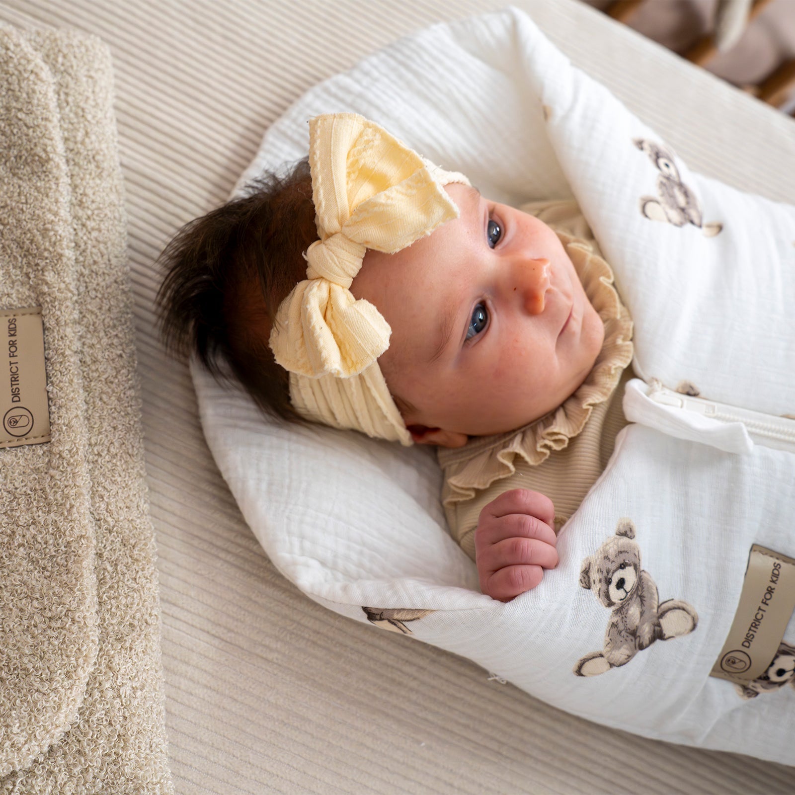 Pucksack Musselin Teddybär mitwachsend – Ganzjahres Babyschlafsack ab Geburt - Pucksack