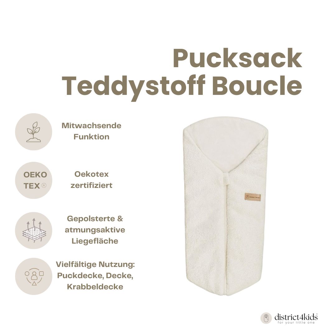 Pucksack Teddystoff Boucle mitwachsend - Nachhaltiger Babyschlafsack - Pucksack
