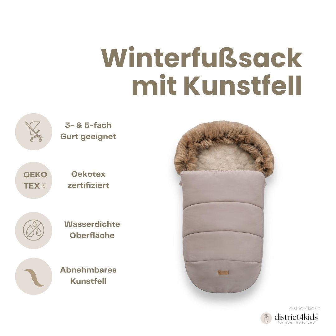 Winterfußsack wasserabweisend mit Fell – für Kinderwagen Winterfußsack