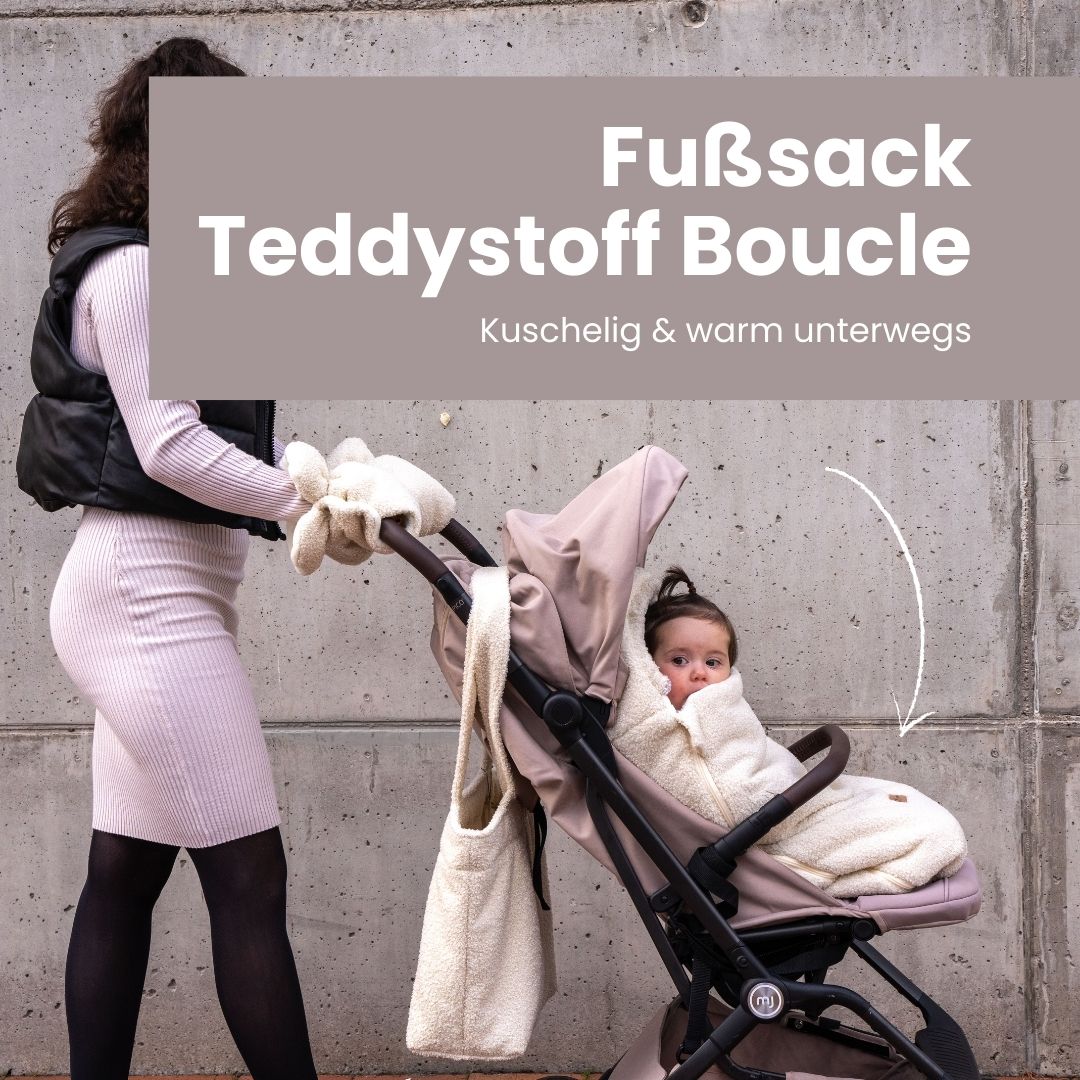 Winterfußsack Teddystoff Bouclé – für Kinderwagen & Autoschale Winterfußsack