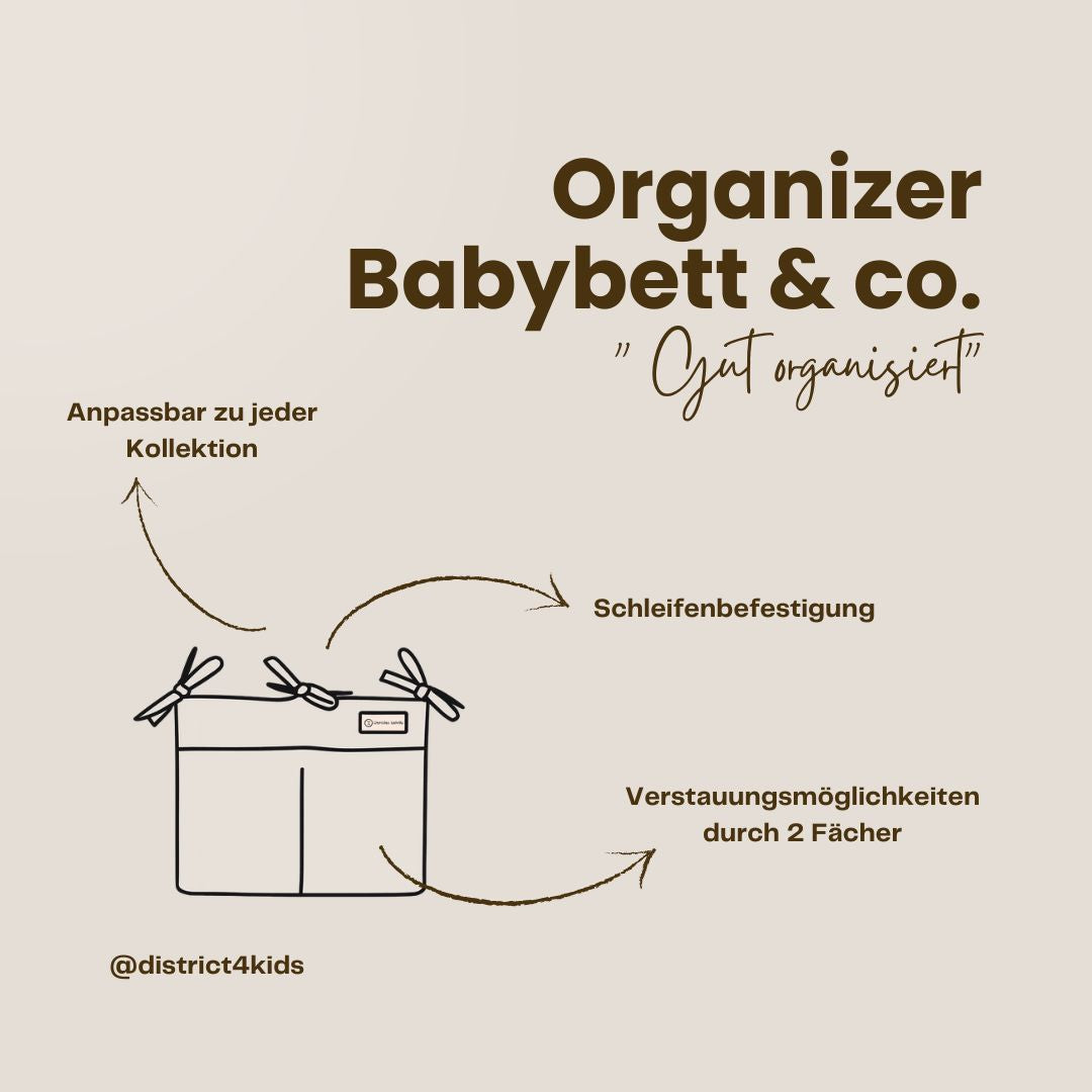 Babybett Organizer Teddystoff Boucle - Aufbewahrung fürs Babyzimmer - Organizer