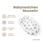 Babynestchen Musselin Teddybär – Weicher Baby-Kokon - Teddybär - Babynestchen
