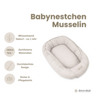 Babynestchen Musselin – Weicher mitwachsender Baby Kokon - Babynestchen