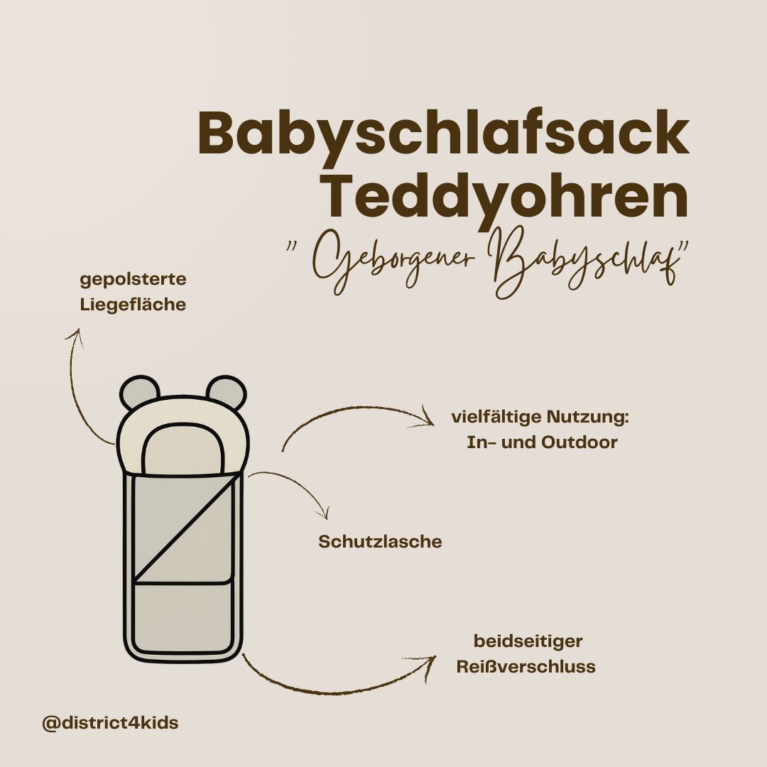 Babyschlafsack Teddyohren Teddy Boucle - kuscheliger Ganzjahresschlafsack - Babyschlafsack