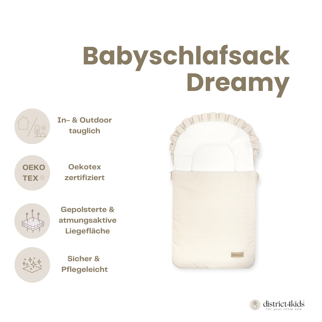 Babyschlafsack Dreamy Baumwolle kariert – Stylischer Ganzjahresschlafsack - Babyschlafsack