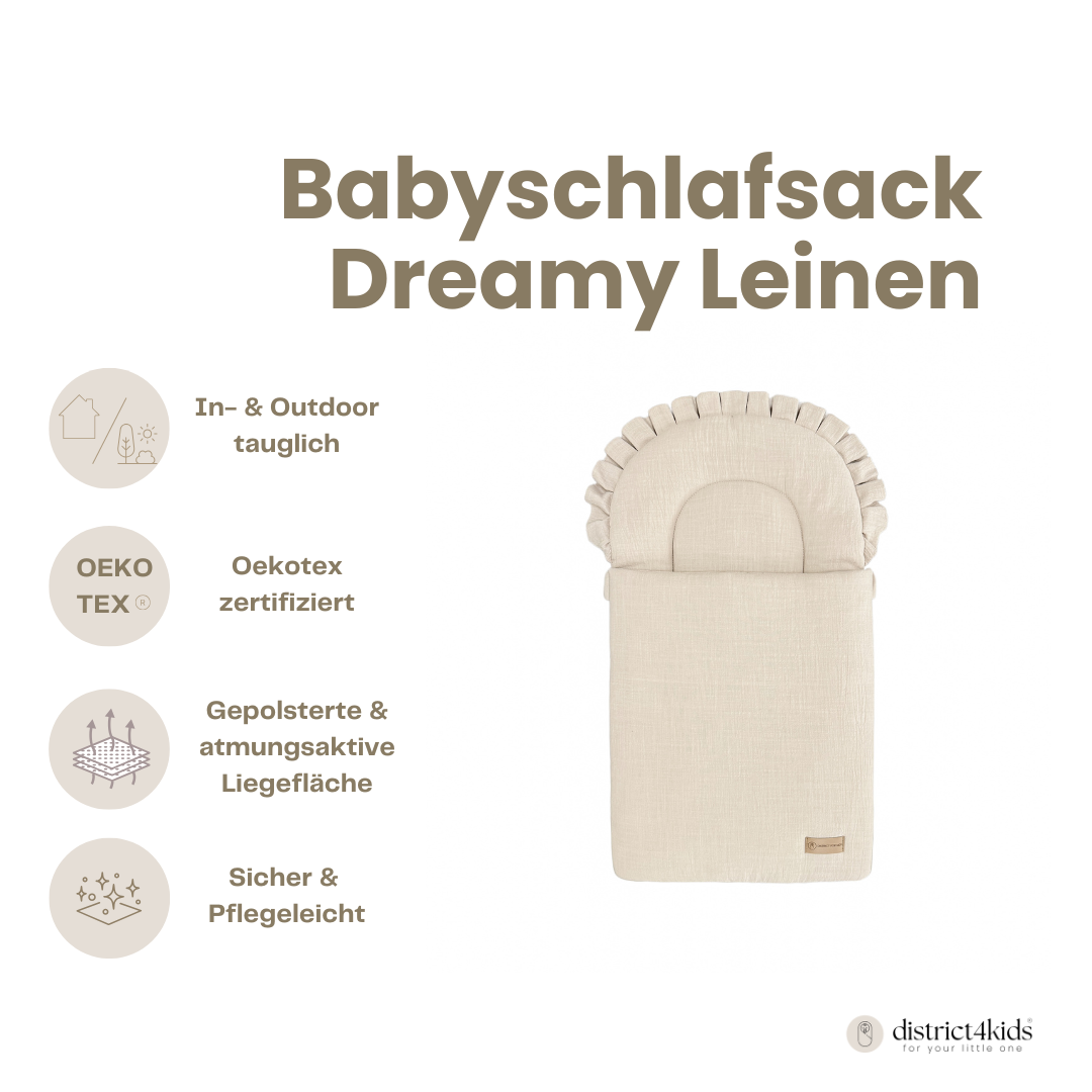 Babyschlafsack Dreamy Leinen – Kuscheliger Ganzjahresschlafsack - Babyschlafsack