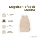 Babyschlafsack Merinowolle Wollwalk - natürlich warm & kuschelig - Beige / 70 cm / 3.5 TOG - Babyschlafsack