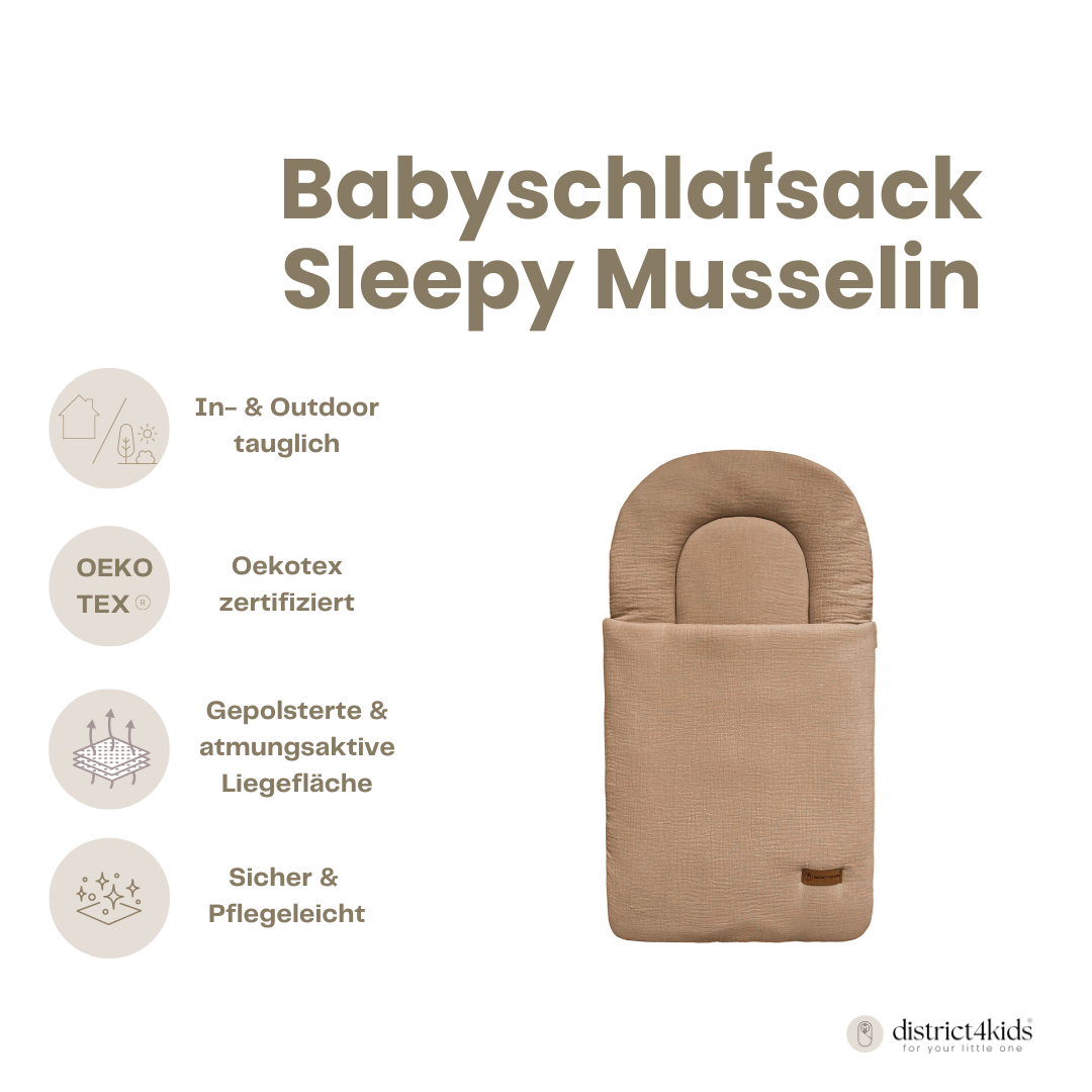 Babyschlafsack Sleepy Musselin – Atmungsaktiver Ganzjahresschlafsack - Babyschlafsack