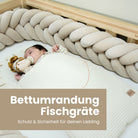 Bettschlange geflochten Fischgrätenoptik Velours – Premium Schutz & Komfort - Bettumrandung