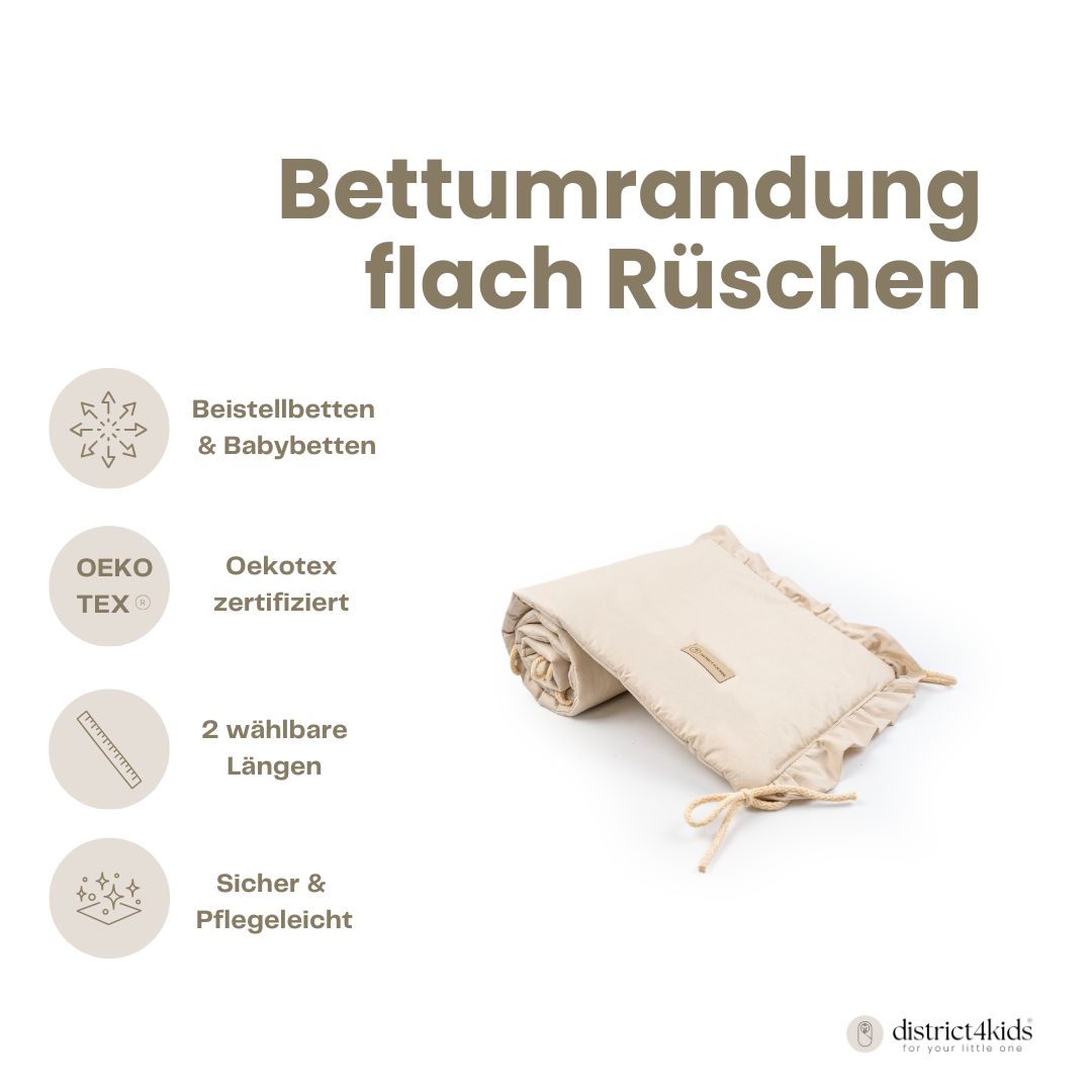 Bettumrandung Rüschen für Baby- und Beistellbetten – Hochwertig & Oeko-Tex zertifiziert Bettumrandung