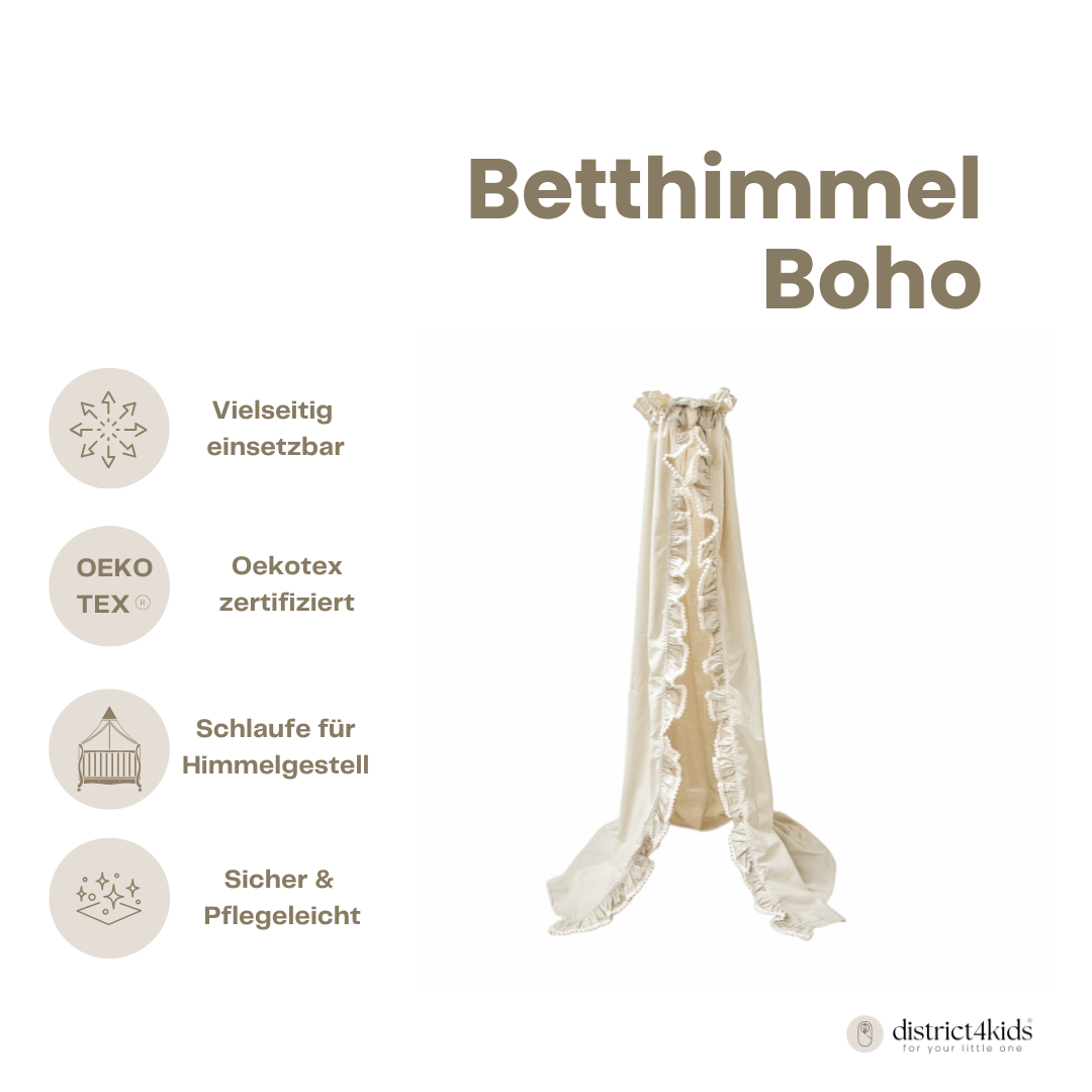 Betthimmel Boho für Babybett & Kinderzimmer – modern & stillsicher - Beige - Baldachine & Betthimmel