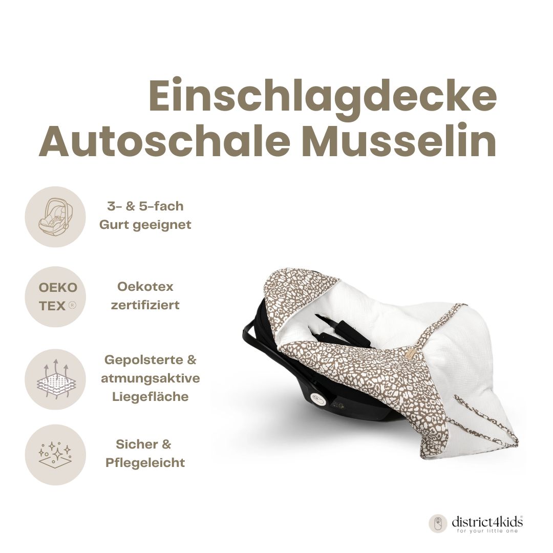 Einschlagdecke Musselin Leopard – Perfekt für Autoschale Ganzjährig - Einschlagdecke Autoschale