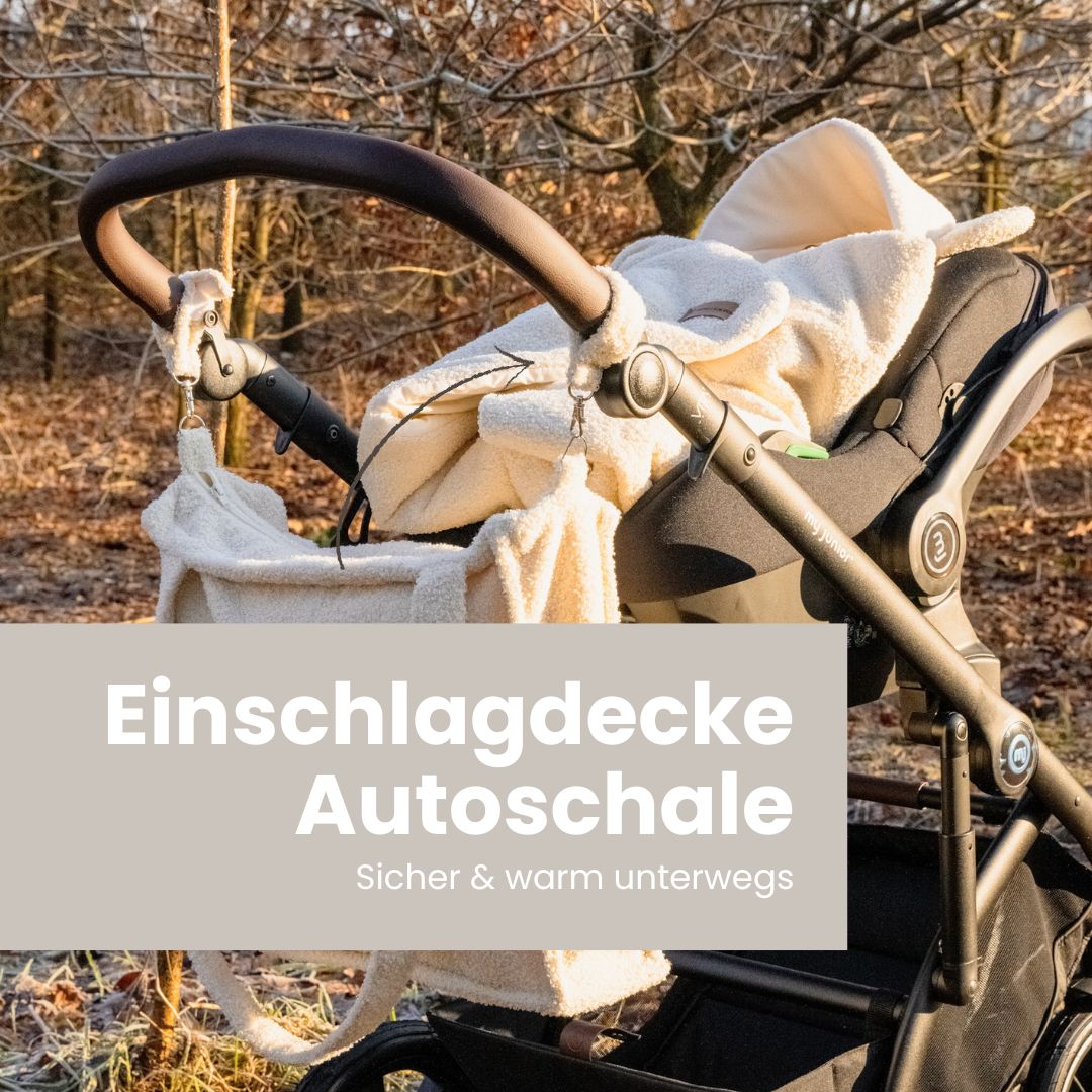Einschlagdecke Teddystoff Boucle Teddyohren – ideal für jede Autoschale - Fußsäcke