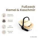 Fußsack Autoschale Kamelwolle & Kaschmirwolle - Premium Qualität für dein Baby - Beige / 70cm - Winterfußsack