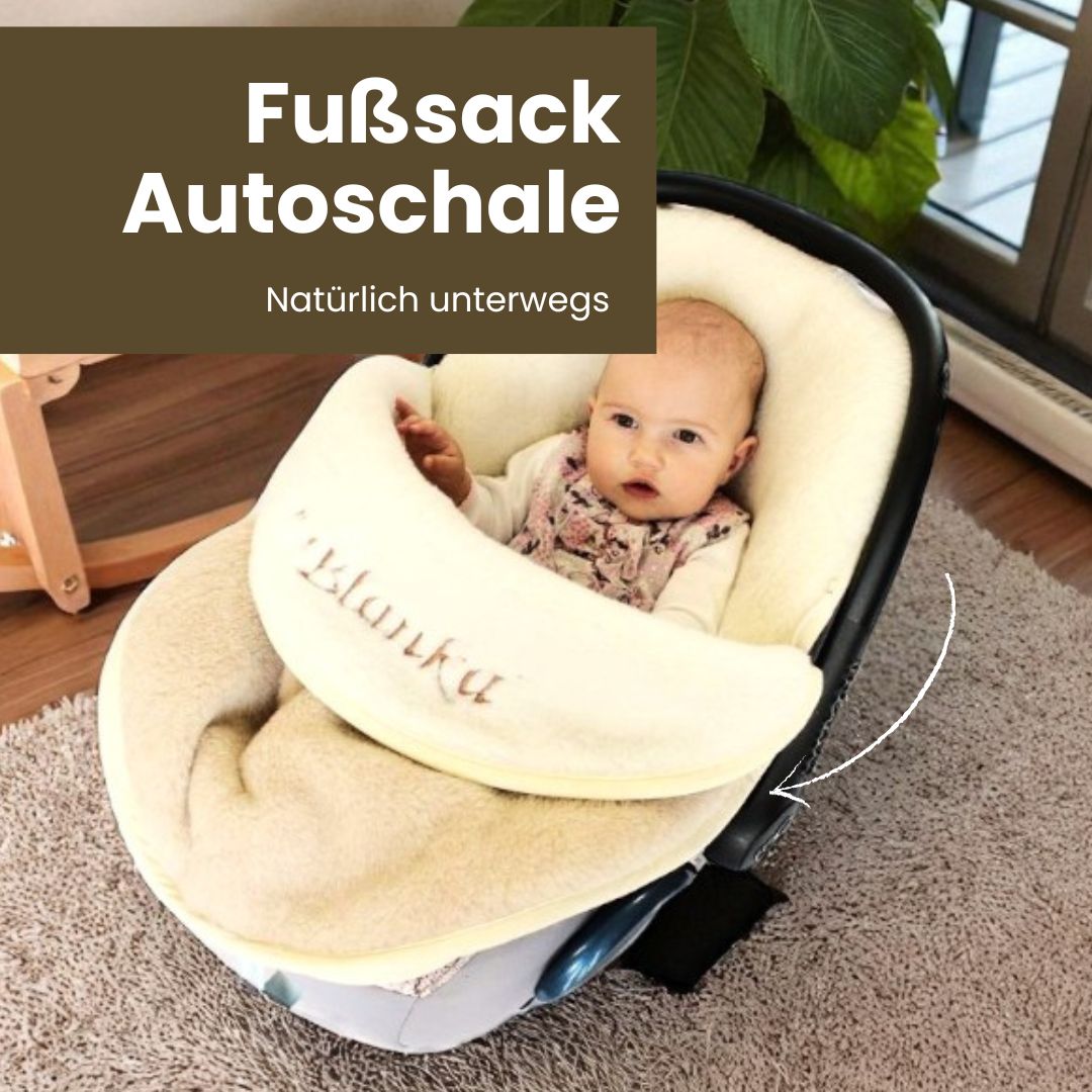 Fußsack Autoschale Kamelwolle & Kaschmirwolle - Premium Qualität für dein Baby - Beige / 70cm - Winterfußsack