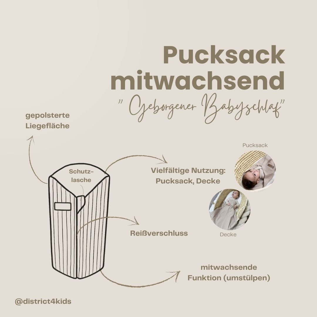Pucksack Bio-Baumwolle mitwachsend - Ganzjahres Schlafsack für Babys Pucksack