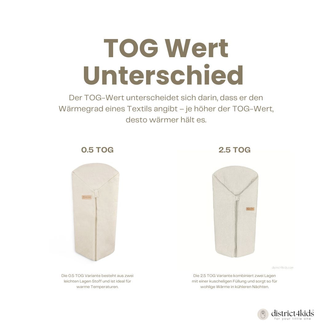 Pucksack Musselin mitwachsend - Ganzjahresschlafsack wärmend & atmungsaktiv - Pucksack