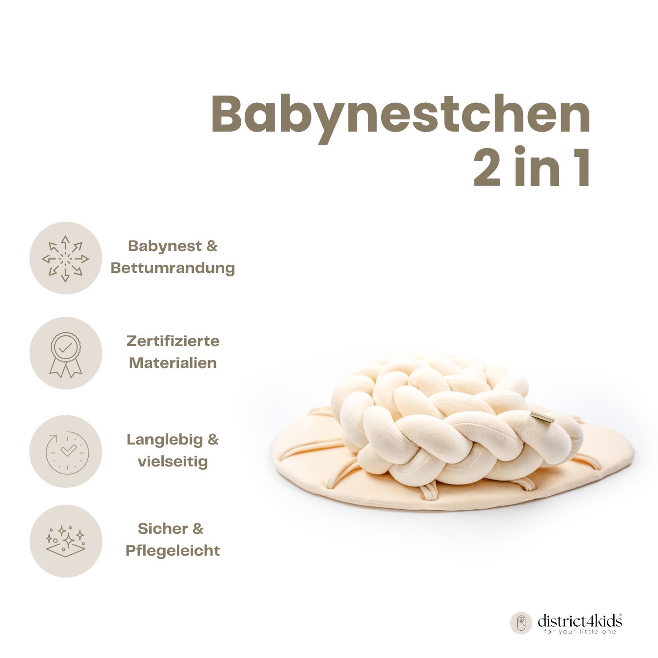 Babynestchen 2-in-1 – Kuscheliger Baby-Kokon & Bettumrandung - Babynestchen