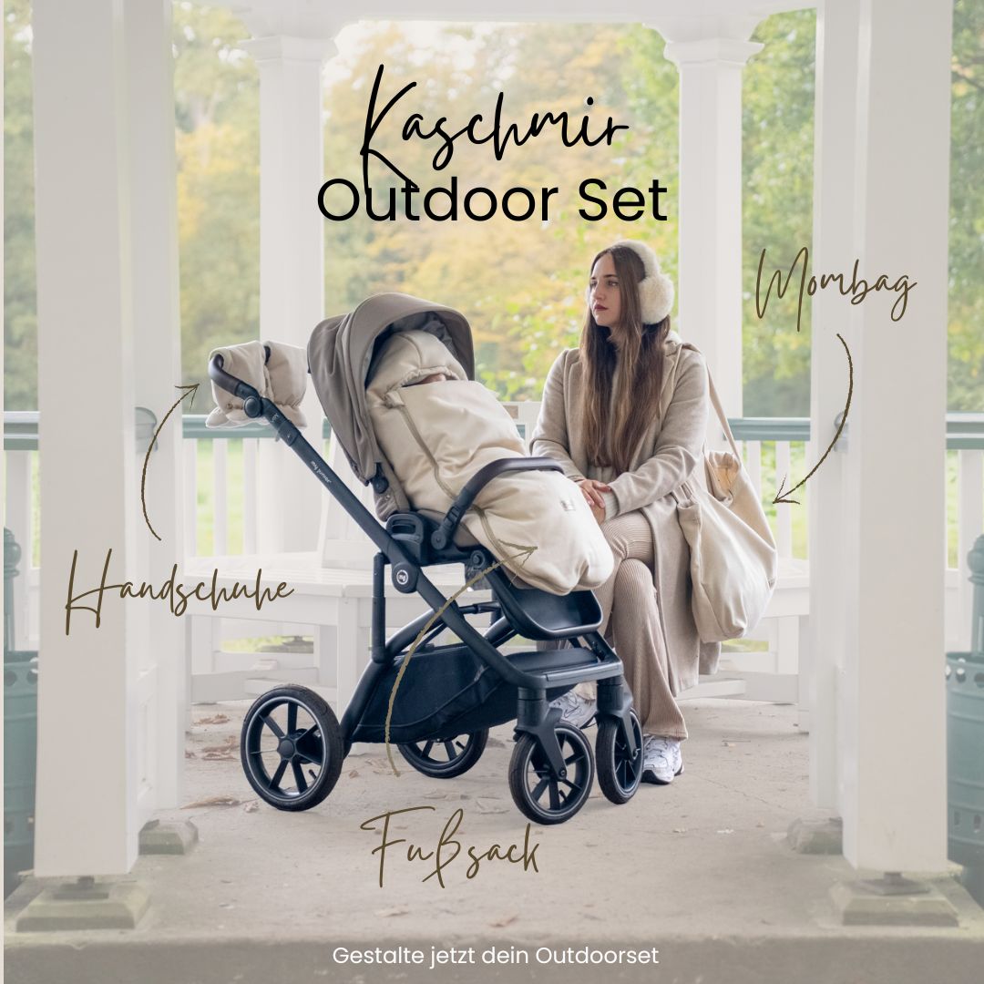 Handschuhe Kaschmir für den Kinderwagen - Handwärmer - Beige - Winterfußsack