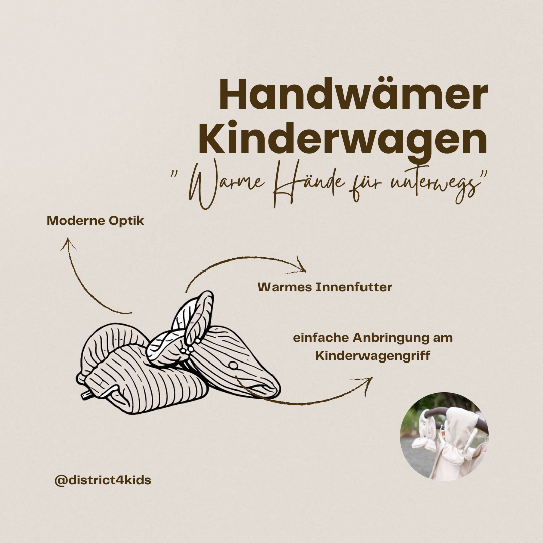 Handschuhe Kaschmir für den Kinderwagen - Handwärmer - Beige - Winterfußsack