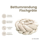 Bettschlange geflochten Fischgrätenoptik Velours – Premium Schutz & Komfort - Bettumrandung