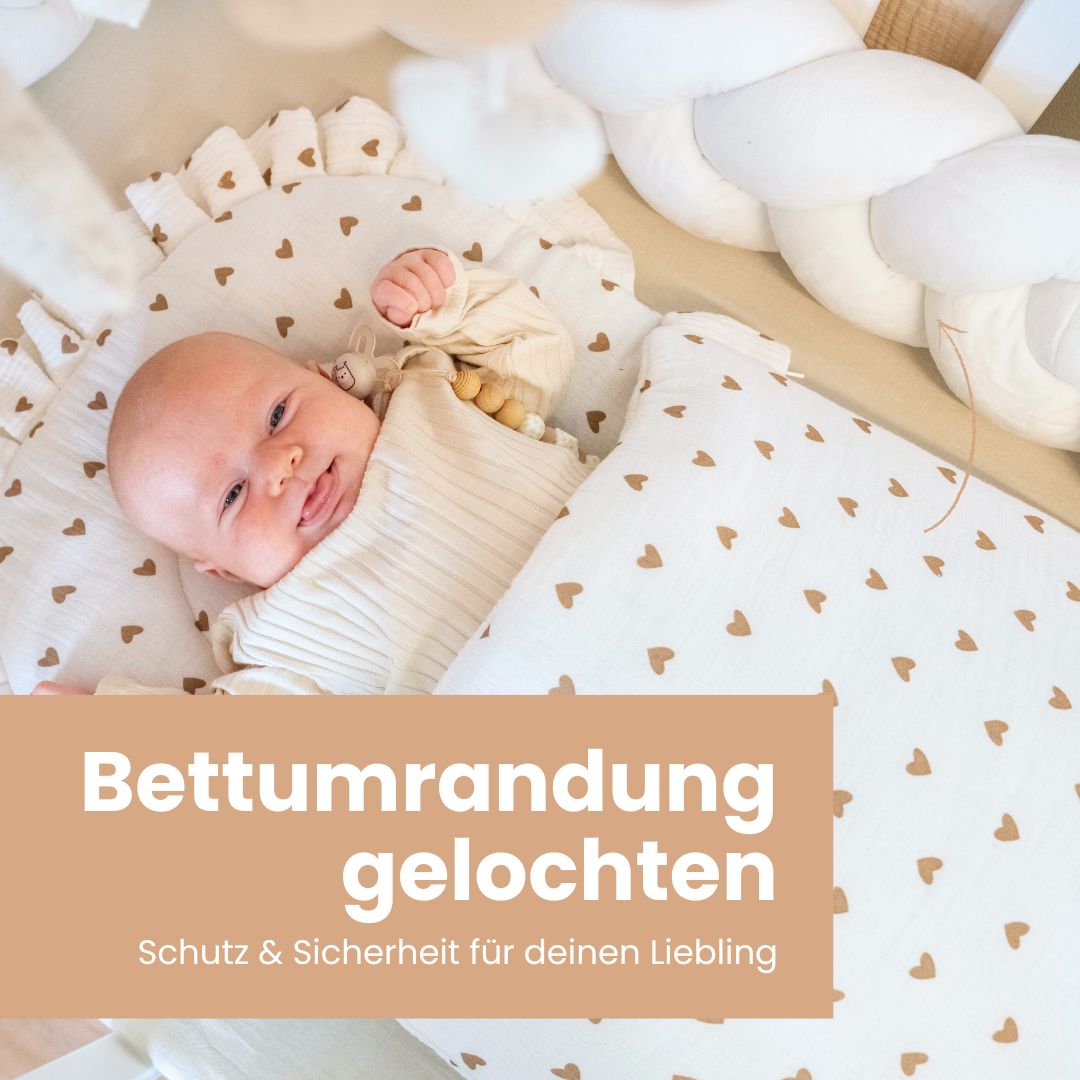 Bettschlange geflochten Velours – Bettumrandung für Schutz Geborgenheit & Komfort - Baby & Kleinkind