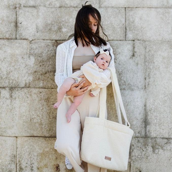 Wickeltasche Kinderwagen Boucle Teddystoff - Mom bag-Wickeltasche-District for Kids-Beige-District for Kids