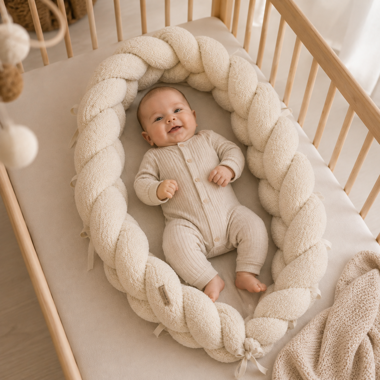 babynest bettschlange in einem boucle district for kid smit baby creme