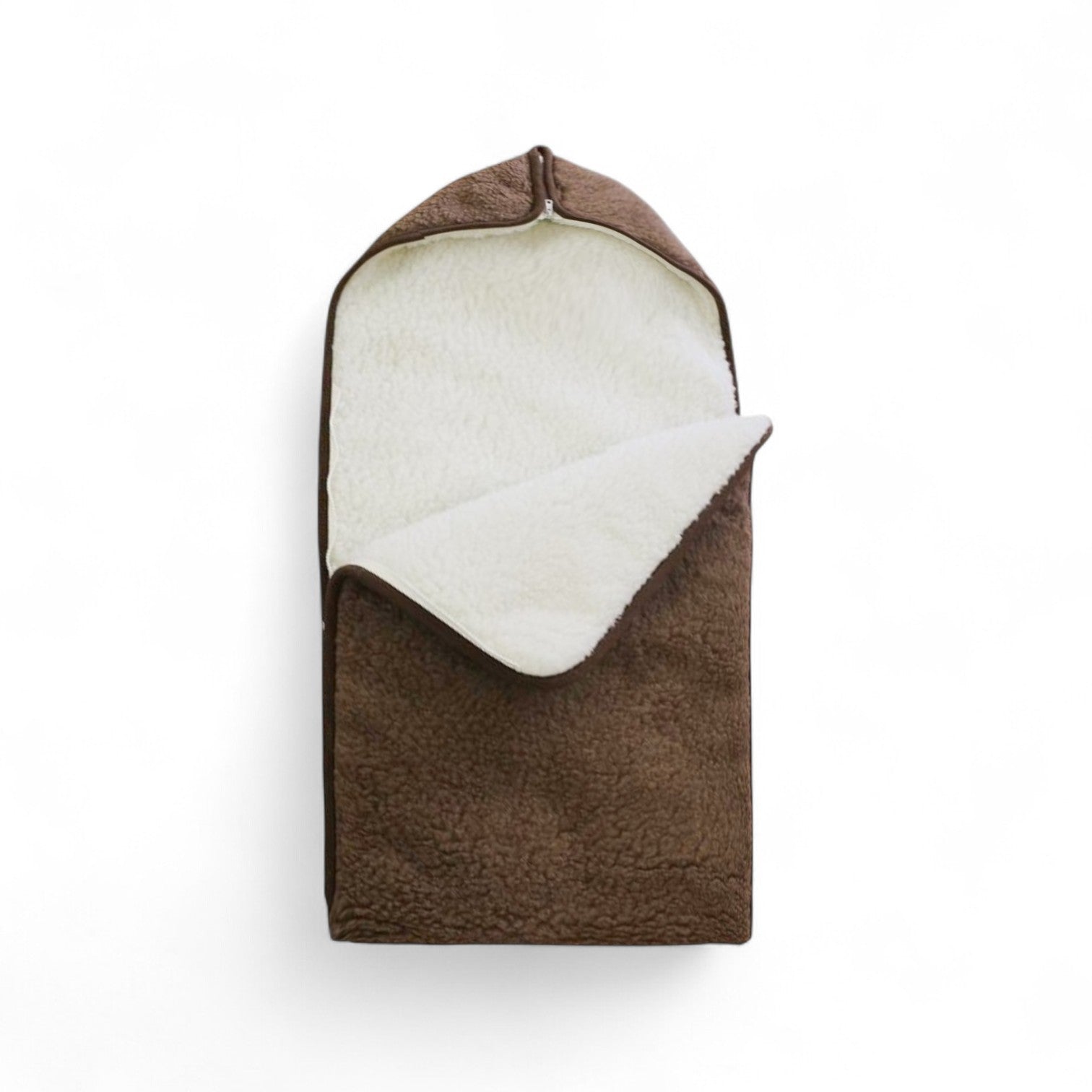 Winterfußsack Schlafsack Merinowolle – für Babywanne & Kinderwagen Braun Winterfußsack