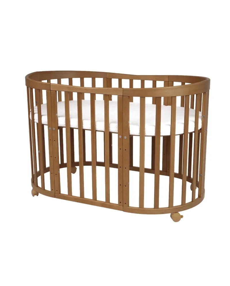 Babybett 7-in-1 – Ein Bett für viele Jahre - mitwachsend | Ovale Form - Vintage - Babybett