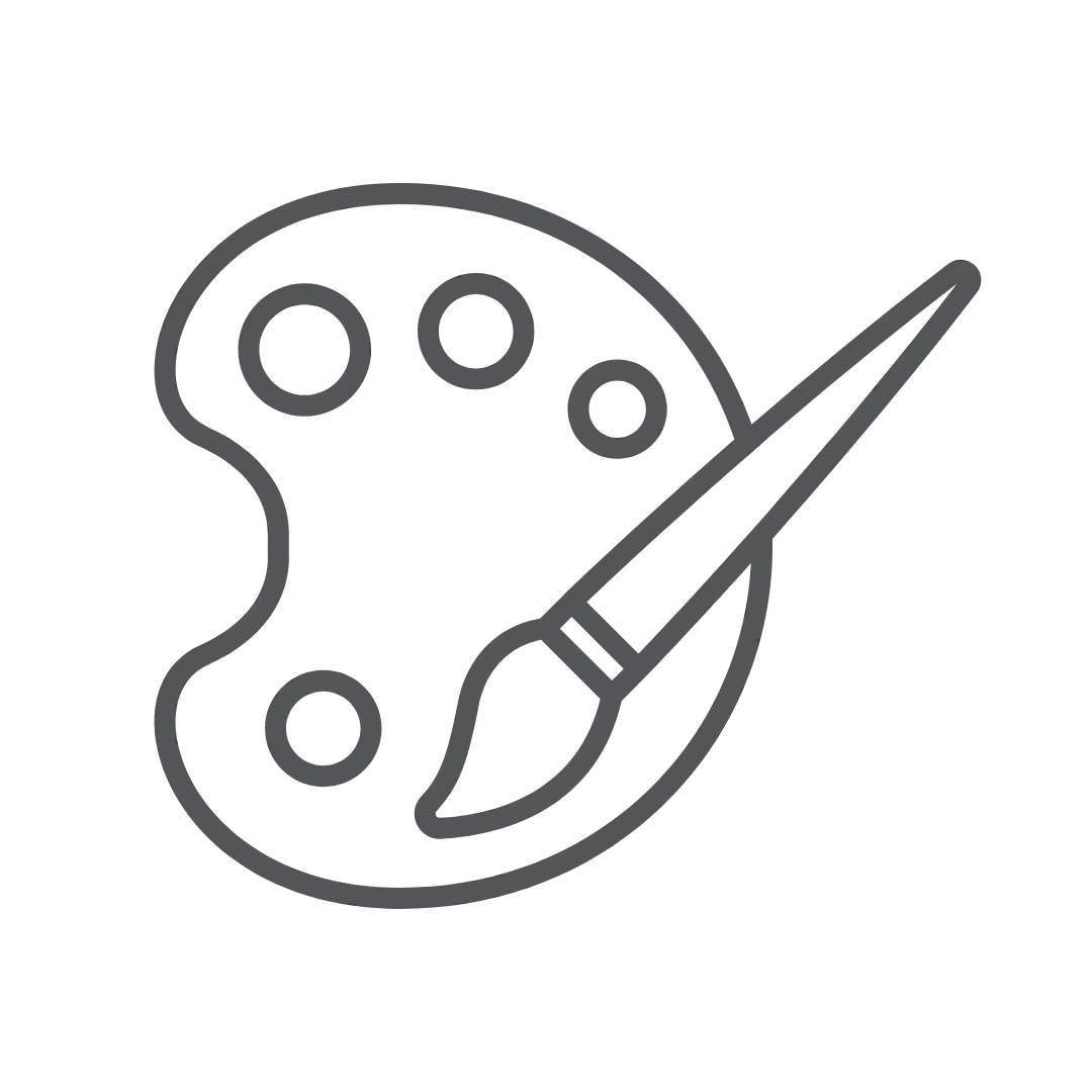 Pixelkunst-Umriss einer Palette eines Malers mit einem Pinsel