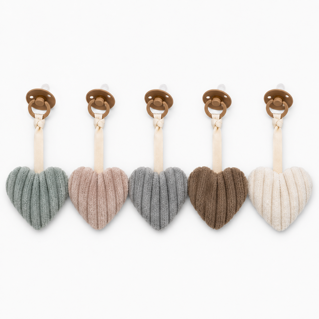 schnullerkette cord herz creme braun geau beige mint rosa
