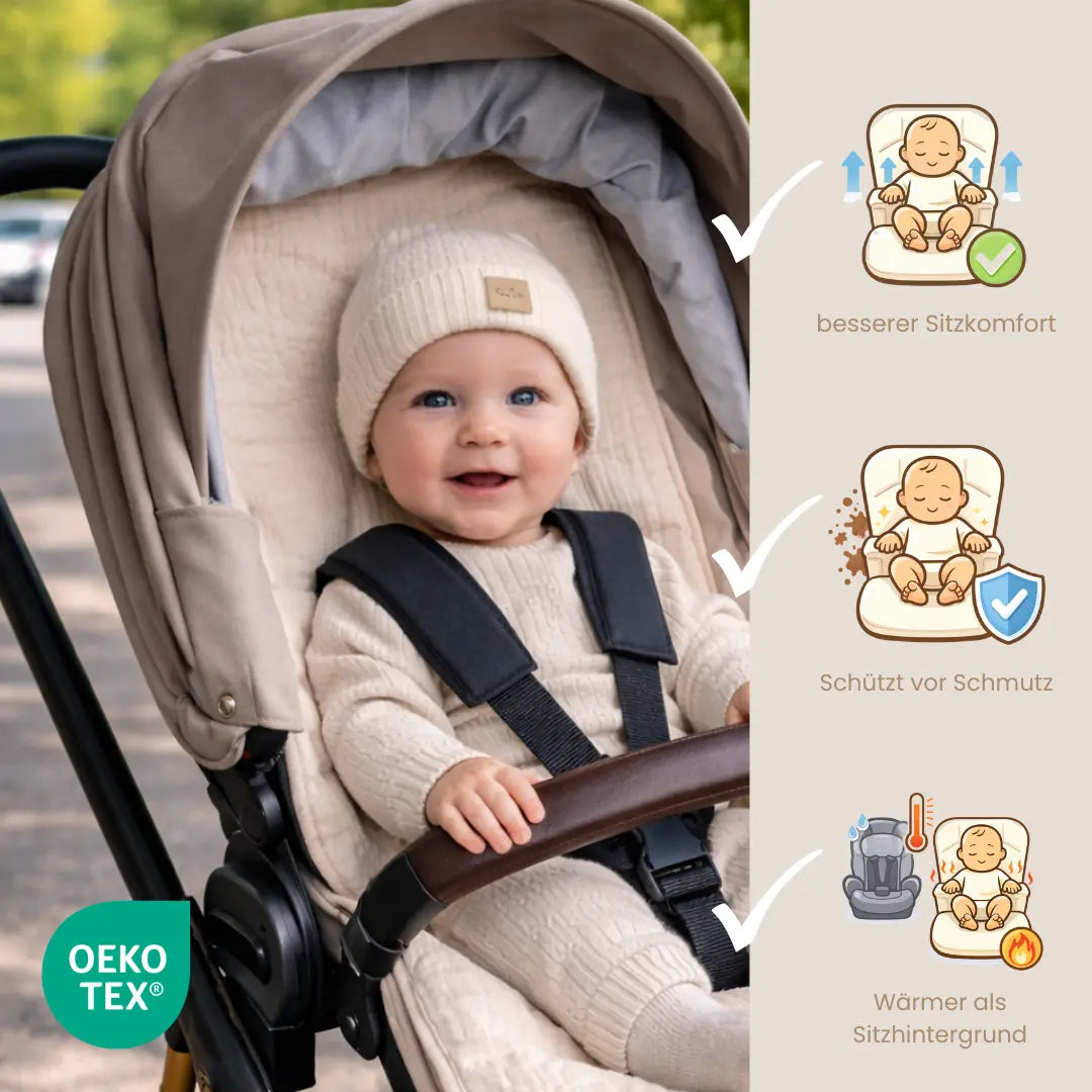 Sitzauflage Musselin für den Kinderwagen - universell passend District for Kids