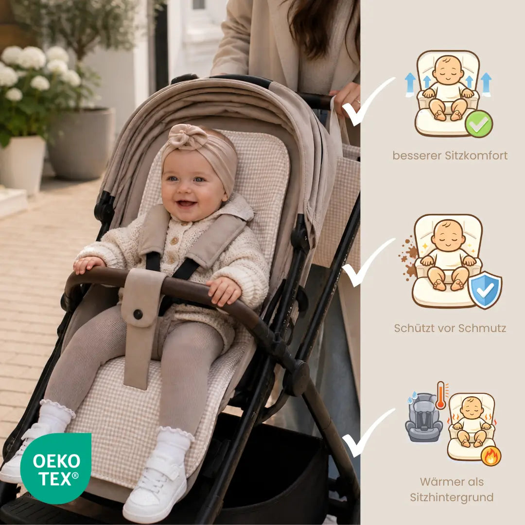 Sitzauflage Baumwolle kariert für den Kinderwagen - universell passend District for Kids