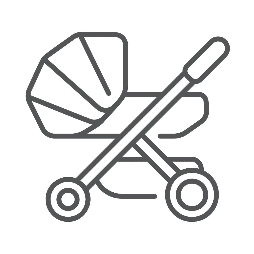 Ein pixeliger Kinderwagen.