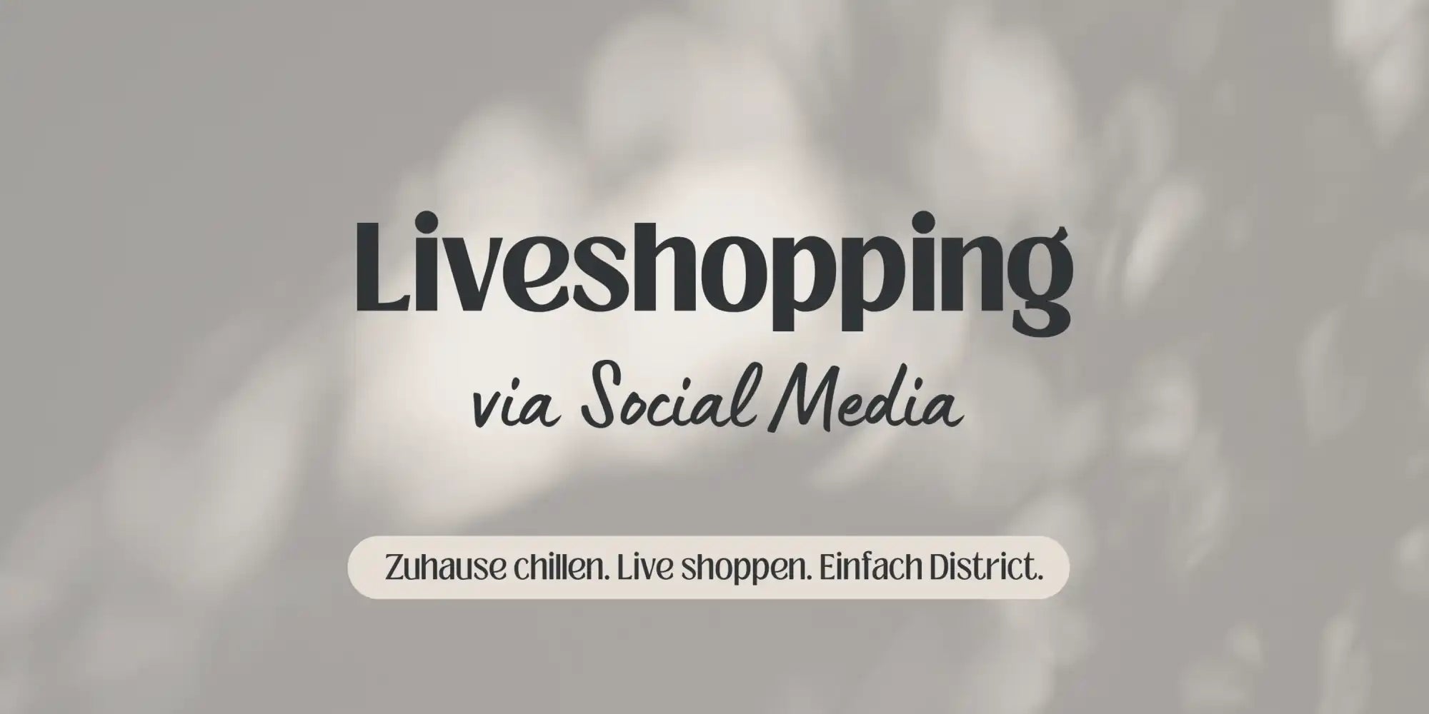 Eine Werbegrafik für ’Liveshopping via soziale Medien’